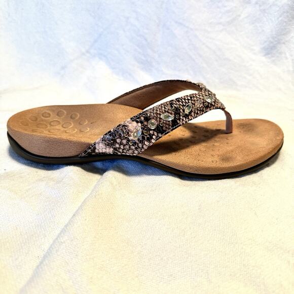 Vionic Lucia Snake Print Sandals Womens Size 8 Pink Embellished Flip Flops EU 39 - Picture 3 of 5